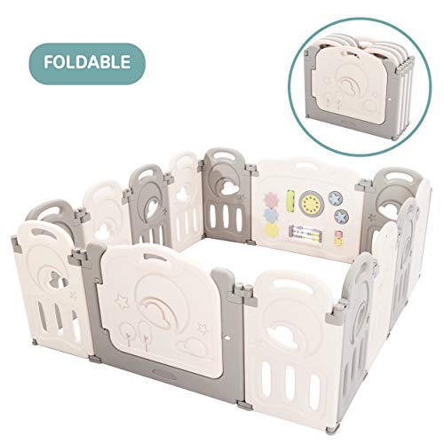 Product Cover Fortella Cloud Castle Foldable Playpen, Baby Safety Play Yard with Whiteboard and Activity Wall, Indoors or Outdoors (14 Panel)