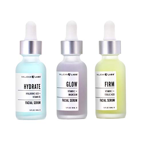 Product Cover Valjean Labs Facial Serum, Combo Pack of Hydrate, Glow, and Firm (1oz Bottles)