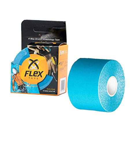 Product Cover XFlex K Tape Waterproof Uncut Roll - Physio Tape 4 Way Stretch - Kinesiology Tape Pro 2 inch x 16 ft - Blue