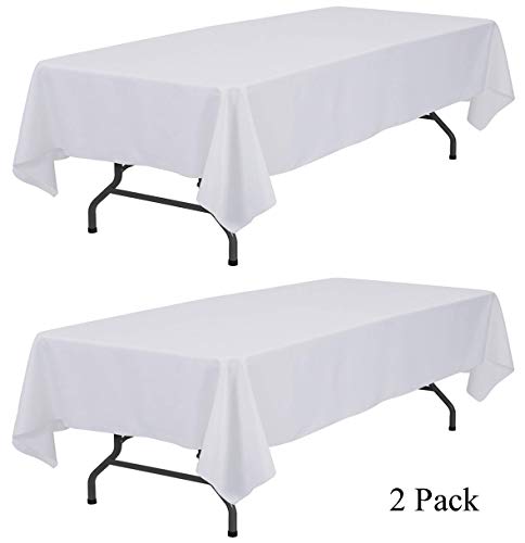 Product Cover Wealuxe White Tablecloth 60x102 - Rectangular 6 feet Table Cover, 2 Pack