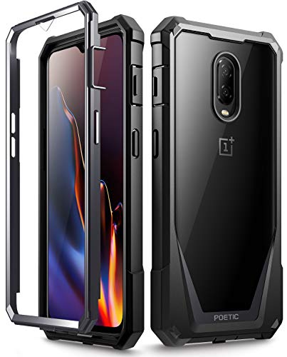 Product Cover OnePlus 6T Case, Poetic Guardian [Scratch Resistant Back] [Built-in-Screen Protector] Full-Body Rugged Clear Hybrid Bumper Case for OnePlus 6T (2018) - Black