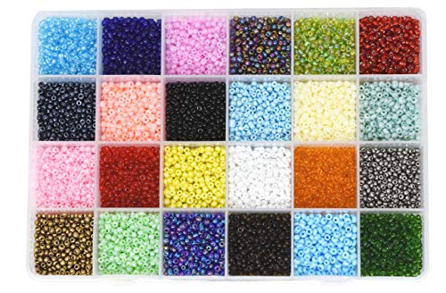 Product Cover Mandala Crafts Glass Seed Beads, Small Pony Beads Assorted Kit with Organizer Box for Jewelry Making, Beading, Crafting (Round 3X2mm 8/0, 24 Assorted Multicolor Set)