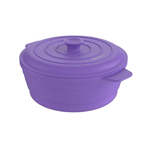 Product Cover Bakerpan Silicone Round Collapsible Space Saving Pot, Steamer Cooker with Lid, 64 Fl oz Capacity