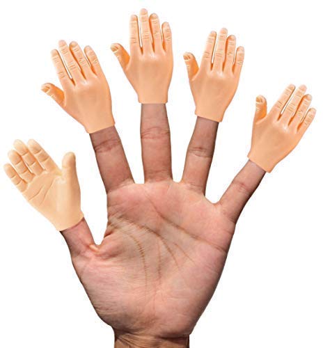 Product Cover Daily Portable Tiny Hands (High Five) 10 Pack- Flat Hand Style Mini Hand Puppet - Right Hands Only