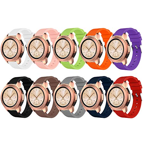 Product Cover ZSZCXD Compatible for Samsung Galaxy Watch 42mm, 20mm Width Silicone Replacement Strap Wristband WatchBand for Samsung Galaxy (42mm) SM-R810/SM-R815 (A - 10Pcs, 20mm Width)