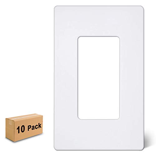 Product Cover [10 Pack] BESTTEN 1-Gang Screwless Wall Plate, USWP6 Snow White Series, Decorator Outlet Cover, 4.69