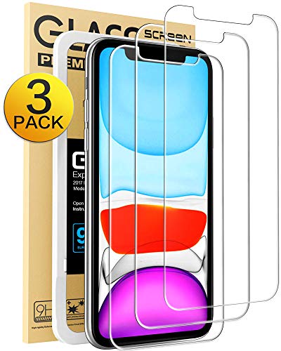 Product Cover Mkeke Compatible with iPhone XR Screen Protector, iPhone 11 Screen Protector,Tempered Glass Film for Apple iPhone XR & iPhone 11, 3-Pack Clear