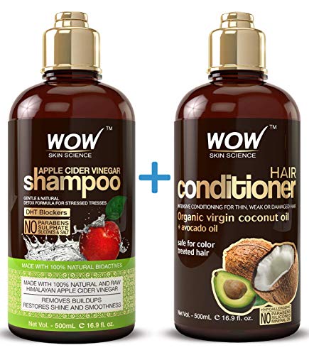 Product Cover WOW Apple Cider Vinegar Shampoo & Hair Conditioner Set - (2 x 16.9 Fl Oz / 500mL) - Increase Gloss, Hydration, Shine - Reduce Itchy Scalp, Dandruff & Frizz - No Parabens or Sulfates - All Hair Types
