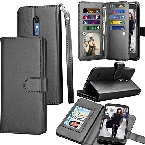 Product Cover LG K30 Case,LG Harmony 2 / LG Xpression Plus/Phoenix Plus / K30 Plus/LG Premier Pro Wallet Case,Tekcoo ID Cash Credit Card Holder PU Leather Carrying Flip Cover [Detachable Magnetic Case] -Black