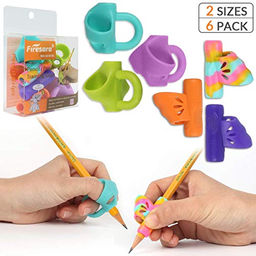 Product Cover Pencil Grips, Firesara New Professional Pencil Aid Grip Set Teach Writing Tools Butterfly and 3 Fingers Sets Ergonomic Writing Aid for Kids Preschoolers Children Adults Arthritis 2 Types (6Pcs)