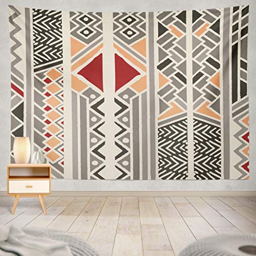 Product Cover ASOCO Tapestry Wall Handing Tribal Ethnic Colorful Bohemian Pattern with Geometric Elements African Mud Cloth Tribal Design Wall Tapestry for Bedroom Living Room Tablecloth Dorm 60X80 Inches