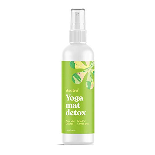Product Cover ASUTRA Natural & Organic Yoga Mat Cleaner (Mindful Lemongrass Aroma), 4 fl oz | Safe for All Mats & No Slippery Residue | Cleans, Restores, Refreshes | Comes w/Microfiber Cleaning Towel