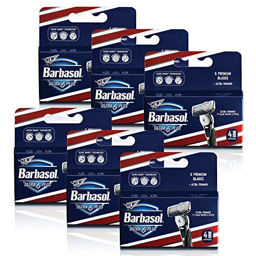 Product Cover Barbasol Ultra 6 Plus Razor Blade Cartridge Refills Value Pack (6 packs/24 Refills)