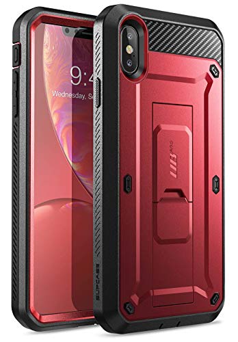 Product Cover SUPCASE [Unicorn Beetle Pro Series] Case Designed for iPhone XS Max , Full-Body Rugged Holster Case with Built-In Screen Protector kickstand for iPhone XS Max 6.5 Inch 2018 Release (MetallicRed)