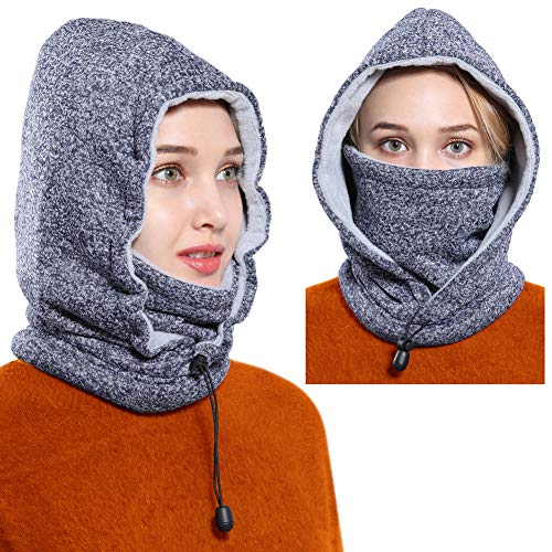 Product Cover Ski Face Mask Women Men Balaclava Fleece Hood Winter Face Mask Head Warme(navyblue-White)