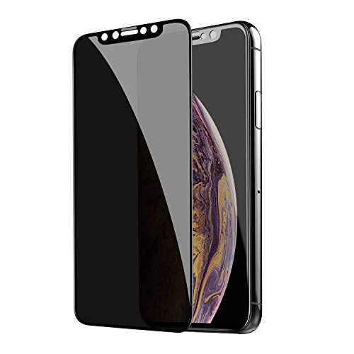 Product Cover TECHO Privacy Screen Protector for iPhone 11 Pro Max/iPhone Xs Max (6.5 inch), Full Coverage Tempered Glass [Case Friendly][Advanced Clarity] Anti-Spy 9H Screen Protectors (2019)