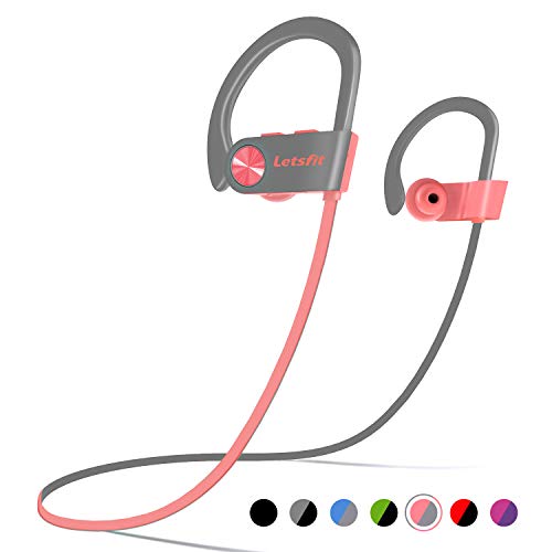 Product Cover Bluetooth Headphones, Letsfit Wireless Headphones, IPX7 Waterproof Sports Earphones Gym Running, HD Stereo Headset w/Mic, 8 Hours Battery Noise Cancelling Bluetooth Earbuds