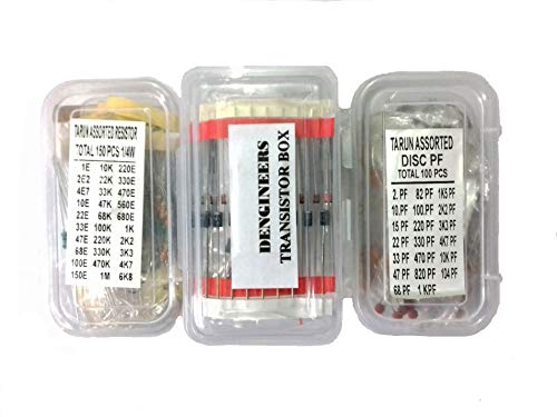 Product Cover Generic CRT01 Dengineers Crt Capacitor-Resistor-Transistor Kit 60 Values, 310 Piece Components Box Pack For Engineering Projects, Diy Models Etc