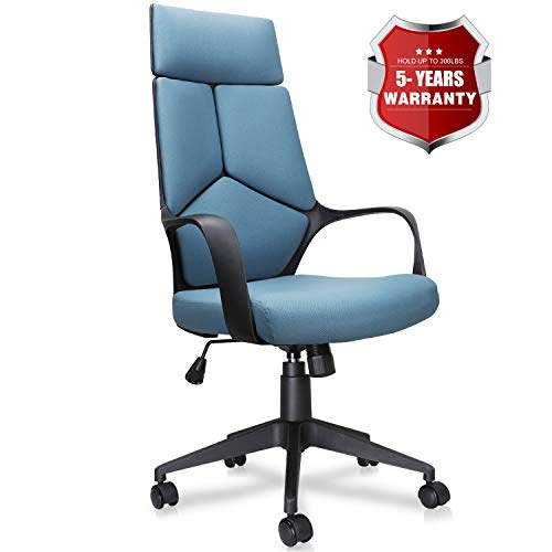 Product Cover Becozier Mordern Office Chair, High Back Computer Desk Chairs Task Chairs with Detachable Headrest, Adjustable Height, Mesh Cushion for Home and Office Conference Room (Unique Design: Blue)
