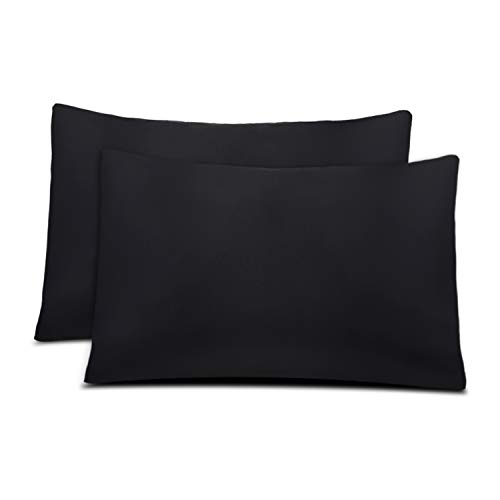 Product Cover Cok Queen Pillow Cases Black, 20x30 Inch Queen Size Pillowcases Only, Ultra Soft Polyester Microfiber Pillow Cover, Comfortable & Breathable Pillow Protectors - 2 Pack (Black, Queen)