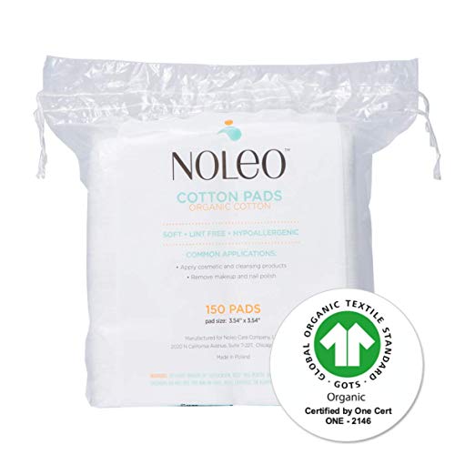 Product Cover NOLEO Pure Organic Cotton Pads for Face - Lint Free Large Biodegradable Hypoallergenic Makeup Remover Pads for Sensitive Skin (150 Count) - Beauty Personal Care Diaper Change Dry Wipes