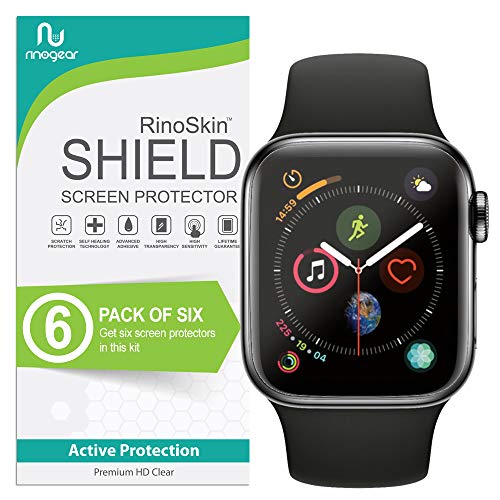 Product Cover (6-Pack) Apple Watch 44mm Screen Protector (Series 5 or 4) RinoGear Case Friendly iWatch Screen Protector for Apple Watch Series 5, 4 44mm Accessory Full Coverage Clear Film