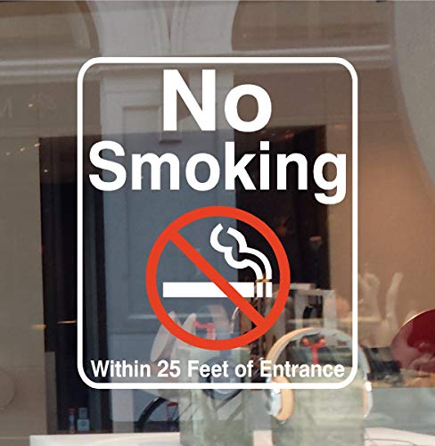 Product Cover No Smoking Within 25 Feet of Entrance Vinyl Decal Sticker Business Sign Window Office Door Building Retail Store (Size: 5.5