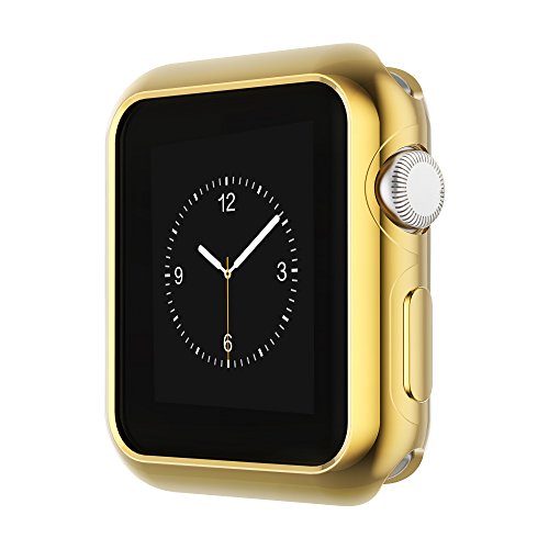 Product Cover Coobes Compatible with Apple Watch Case Series 5 4 44mm 40mm, Ultra-Thin TPU Plating Bumper Shiny Lightweight Shockproof Protector Cover Slim Shell Frame Compatible iWatch (Gold, 44mm)