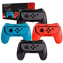 Product Cover Orzly Grips for Nintendo Switch Joycon Controller Grips for Super Smash Brothers and Other Games. Party [4 Pack] Joy-Cons Grips with LED Light Edition - Patented Design