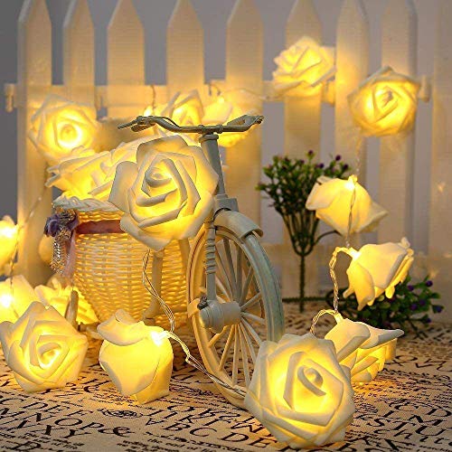 Product Cover RaajaOutlet LEDs Rose Flower Fairy String Lights for Indoor Festival, Valentine, Holiday, Decoration , Standard, Warm White-30