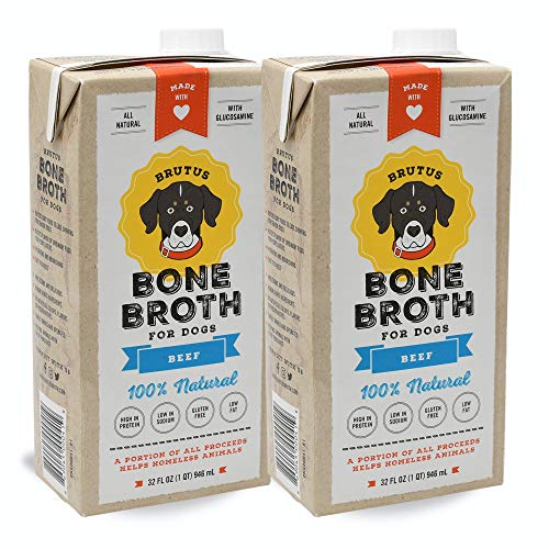 Product Cover Brutus Bone Broth for Dogs | Beef 2-Pack (64 oz) Made in USA | Glucosamine & Chondroitin for Puppy Joints