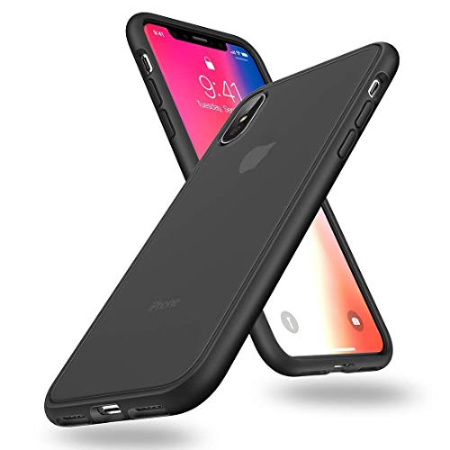 Product Cover Egotude Series Dual Layer Hard Back Rubberized Matte Semi Transparent Bumper Cover Case for iPhone Xs & iPhone X (Black)
