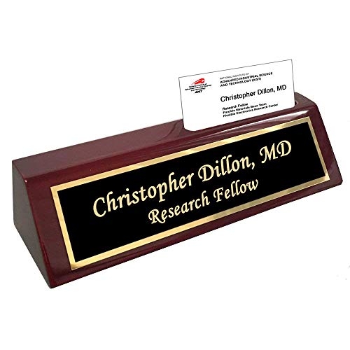Product Cover Dayspring Pens | Personalized/Engraved Woodmark Rosewood Desk Wedge with Custom Name Plate with Business Card Holder - Engraving Included!