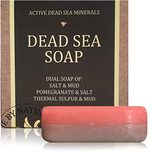 Product Cover DEAD SEA Salt/Mud SOAP, Antioxidant pomegranate/salt, Thermal sulfur/mud - Dual sided bar soaps for restorative, gentle cleansing and Moisturizing, sensitive skin- therapeutic -3 PK/3.2 Ounc