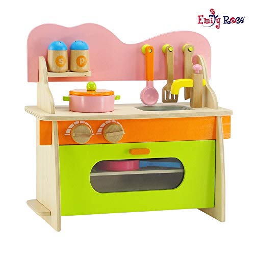 Product Cover Emily Rose 14-inch Doll Furniture | Kitchen Set with Baking Oven, Stove, Sink and Cookware Accessories | Fits American Girl Wellie Wishers Dolls