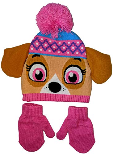 Product Cover Paw Patrol Skye Girls' Beanie Hat and Mittens Set with 3D Design Blue