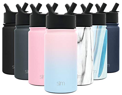 Product Cover Simple Modern 14 oz Summit Water Bottle with Straw Lid - Hydro Vacuum Insulated Tumbler Flask Double Wall Liter - 18/8 Stainless Steel Ombre: Sweet Taffy