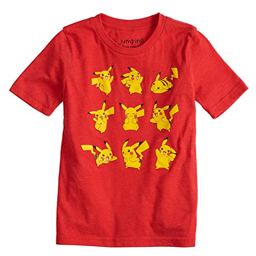 Product Cover Jumping Beans Boys 4-10 Pokemon Pikachu Poses Graphic Tee 6 Red Heather