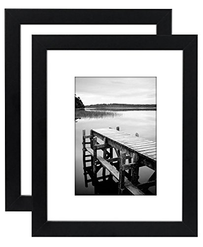 Product Cover Americanflat 2 Pack - 8x10 Black Picture Frames - Display Pictures 5x7 with Mats - Display Pictures 8x10 Without Mats