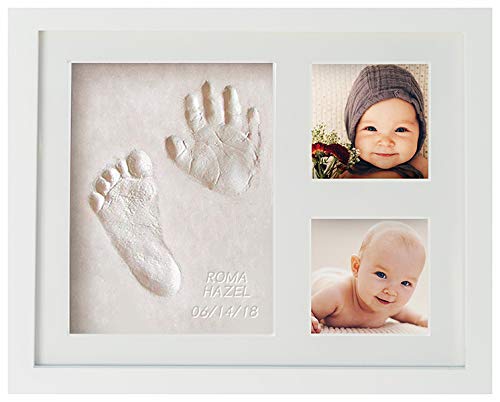 Product Cover WavHello Baby Handprint & Footprint Frame Kit, Clay Casting & Photo Memory Keepsake Frame, Baby Registry Gift & Baby Shower Gift, Baby Boy Gift & Baby Girl Gift - No Mold - First Impressions