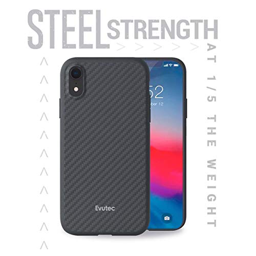 Product Cover Evutec Compatible with iPhone XR Karbon Unique Hard Smooth heavy-duty Phone Case Cover Real Aramid Fiber Strong Protective Slim 1.6mm Durable (Black)-AFIX+ Free Vent Mount