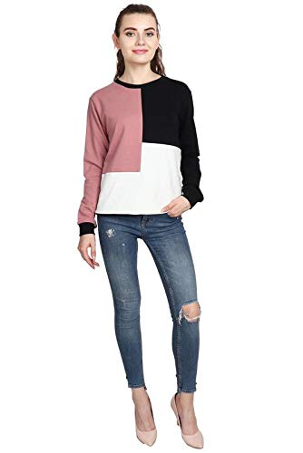 Product Cover Saava Women's Cotton Full Sleeve Multi-Color Knitted Colour Block Sweat Shirt
