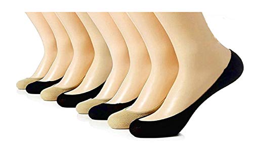 Product Cover QRAFTINK No Show Socks for Women & Girls Mercerised Cotton Loafer Socks for Daily Use & Sports Combo of 4 Beige and 4 Black Liner Socks