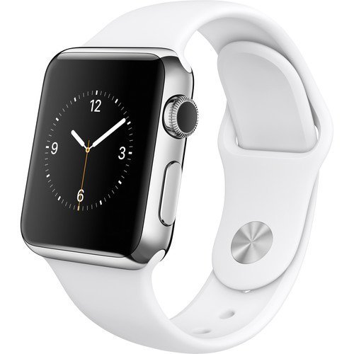 Product Cover Apple Watch Series 1 Smartwatch (Silver (Stainless Steel) White Sport Band, 42 MM)(Renewed)