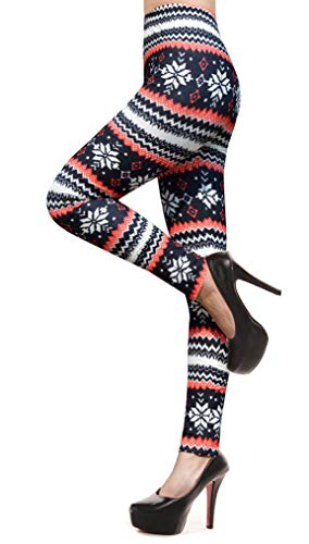 Product Cover Leggings for Women Snowflake Printed Fashion Stretchy Leggings,Deer Snowflake
