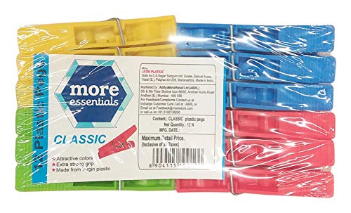 Product Cover More Essentials Classic Plastic Pegs, 12 Count Pack