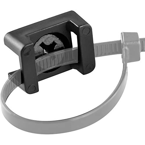 Product Cover Pro-Grade, Slim, 1x .6 Cable Tie Mounts With Screws 100 Pack. High Strength, Black Zip Tie Bases For Wire Management. Permanently Anchor To Wall, Desk or Baseboard. Run Cords at Your Home or Office