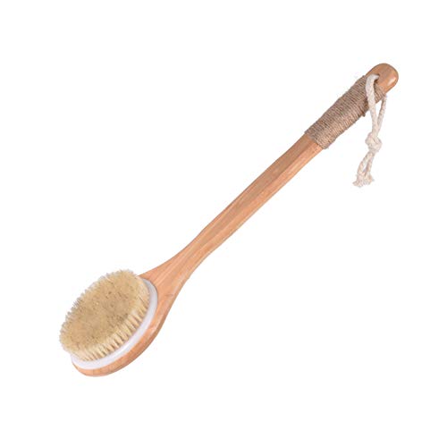 Product Cover Back Brush Bath Body Brush Back Scrubber with Anti-slip Long Wooden Handle, 100% Natural Bristles Body Massager for shower, Wet or Dry Brushing, Exfoliating, Detox and Cellulite, Blood Circulation