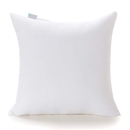 Product Cover Acanva Hypoallergenic Throw Pillow Insert Soft Square Decorative Form Stuffer Cushion Sham Filler, 18x18, White - Basic