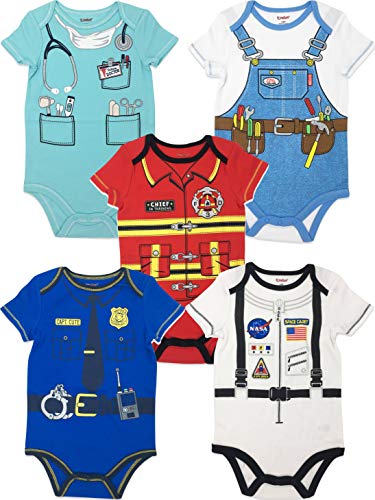 Product Cover Funstuff Unisex Baby 5 Pack Bodysuits - Animals, Sports and Career Themes
